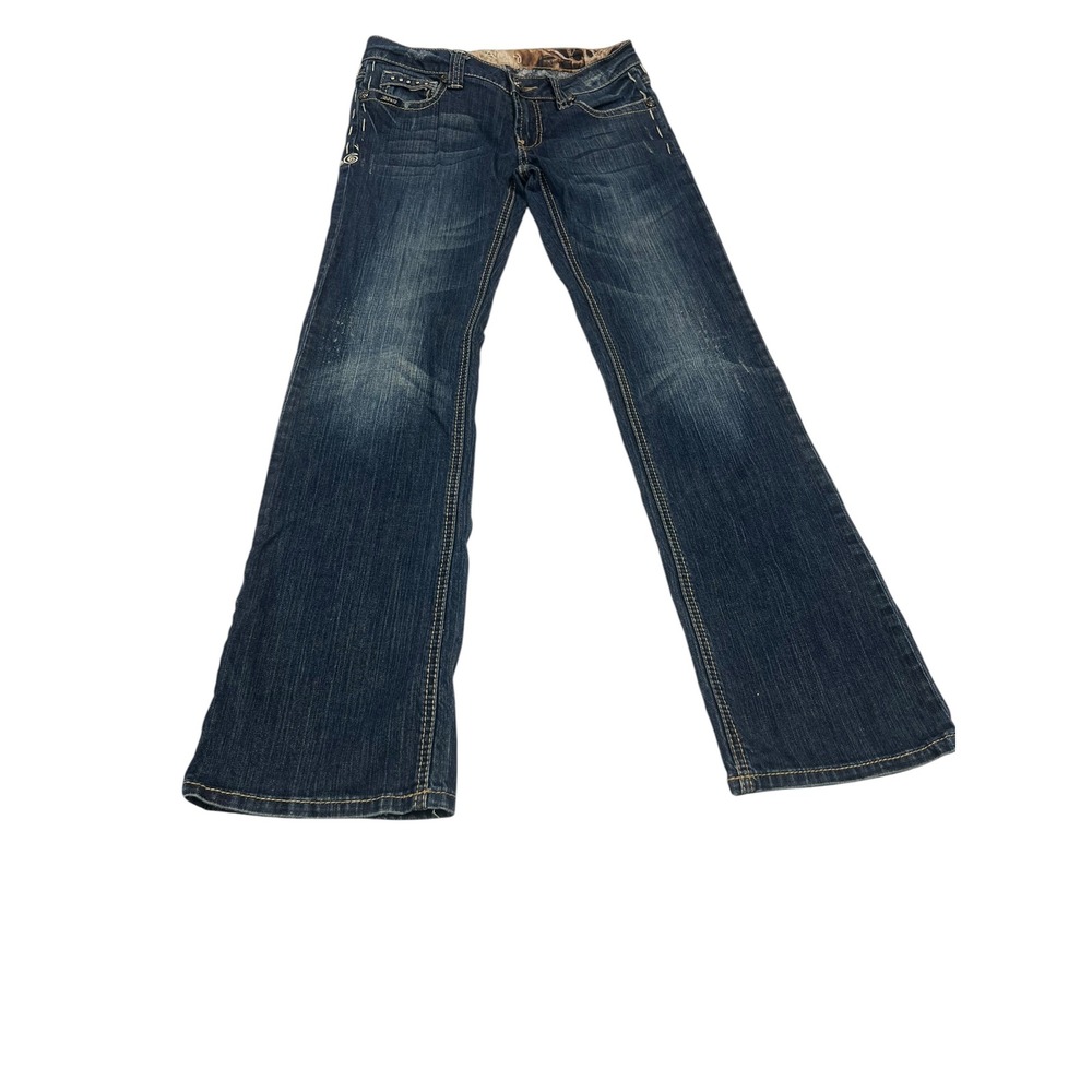Adiktd Womens Flare Jeans 4 W28 Dark Wash Rhinestone Embellished Y2K Western